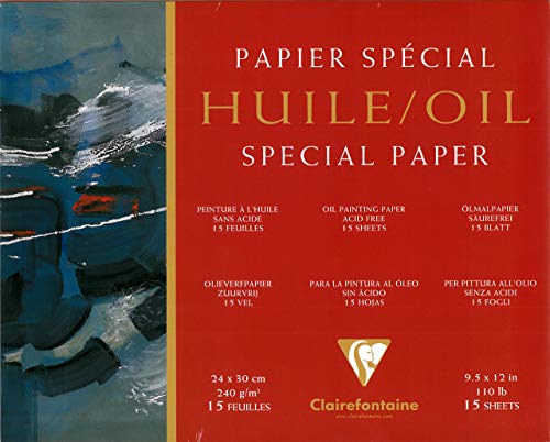 Clairefontaine 96492C Huile Ölpapier Block (4-seitig verleimt, 25 Blätter, speziell für Ölfarben geeignet, 240 g, 24 x 30 cm) weiß von Clairefontaine