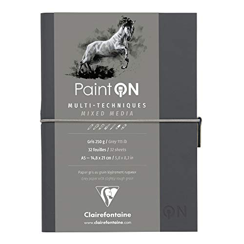 Clairefontaine 975184C Skizzenheft mit Fadenbindung Paint'On (32 Blatt, 250g) 1 Stück grau von Clairefontaine