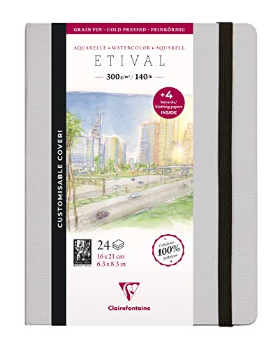 Clairefontaine 975446C - Skizzenbuch mit Fadenbindung Etival feine Körnung , 24 Blatt 21x16 cm 300g + 4 Bogen Löschpapier 200g von Cernit
