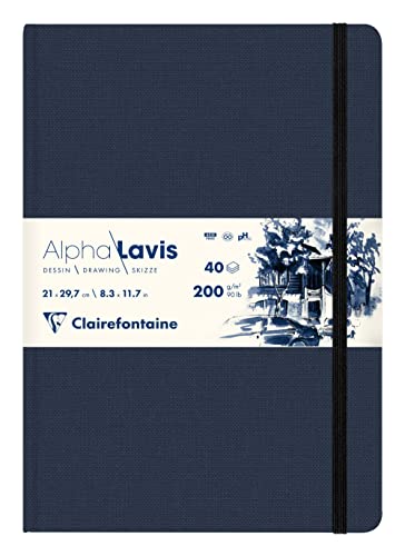 Clairefontaine 975962C - Lavis Zeichenbuch mit festem Einband, mit Fadenbindung, DIN A4 21x29,7cm, Hochformat, 40 Blatt elfenbein 200g, 1 Stück von Clairefontaine