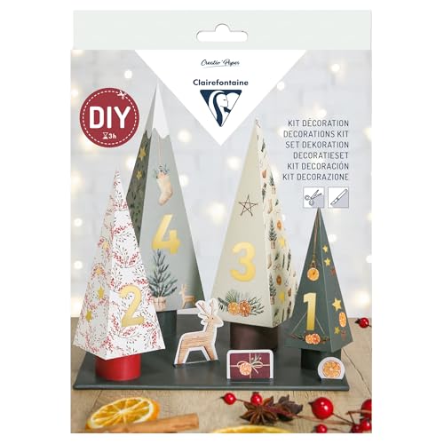 Clairefontaine 97713C - Kreativset für die Erstellung von Adventskerzen,20,6x1,5x29cm, ideal für Weihnachtsdeko und als Bastelaktivität mit Kindern, 1 Set von Clairefontaine