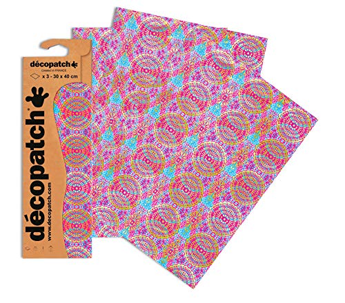 Decopatch Papier No. 394 (pink Kreisornamente gold, 395 x 298 mm) 3er Pack Decopatch Papier No. 394 (pink Kreisornamente gold, 395 x 298 mm) 3er Pack von Decopatch