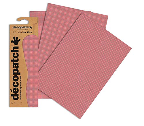 Decopatch Papier No. 647 (rot grau geometrische Blumen, 395 x 298 mm) 3er Pack von Décopatch