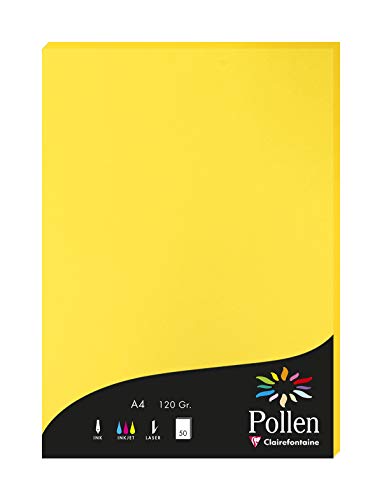 Clairefontaine 4217C Packung mit 50 Karten Pollen 120g, DIN A4, 21 x 29,7cm, Sonne von Clairefontaine