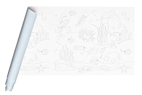 Clairefontaine 34186C - Rolle Freskenpapier / Malpapier mit Vordruck, 120g, 10x0,50m, ideal für Gruppenaktivitäten, 1 Seite weiß, 1 Seite blau, Weihnachten, 1 Rolle von Clairefontaine