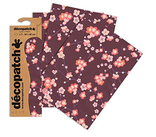 Decopatch Papier No. 707 (schwarz rot Kirschblüte, 395 x 298 mm) 3er Pack von Decopatch