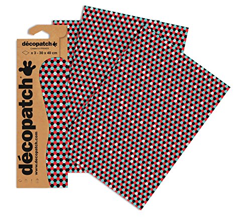 Decopatch Papier No. 719 (rot blau Waben, 395 x 298 mm) 3er Pack von Décopatch