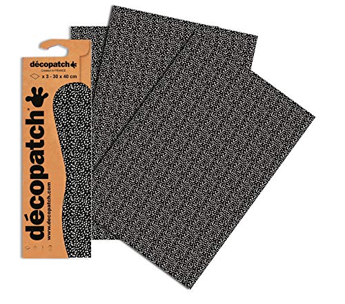 Decopatch Papier No. 743 (schwarz weiß Pünktchen, 395 x 298 mm) 3er Pack von Decopatch