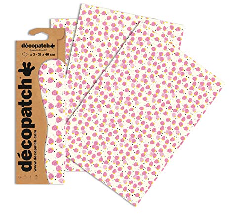 Decopatch Papier No. 744 (pink Beeren, 395 x 298 mm) 3er Pack von Decopatch