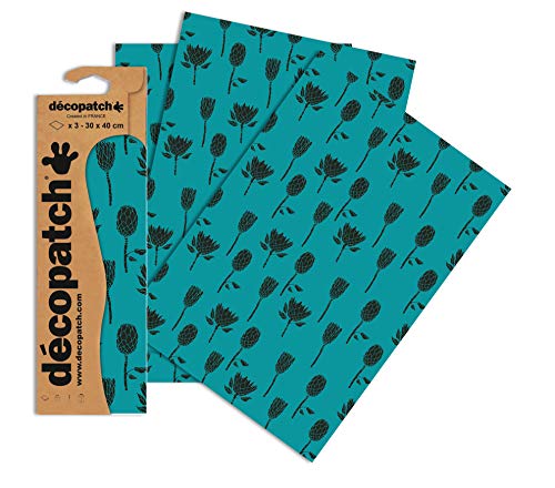 Decopatch Papier No. 758 (grün Distel, 395 x 298 mm) 3er Pack von Decopatch