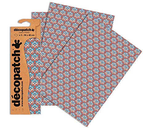 Decopatch Papier No. 767 (orange lachs blau Barock, 395 x 298 mm) 3er Pack von Décopatch