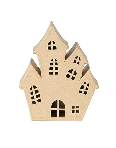 Décopatch SA232C - Geisterhaus aus Pappmachee, 8x16,5x19,5 cm, ideal für Halloween Deko, Kartonbraun, 1 Stück von Decopatch
