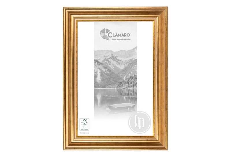 Clamaro Bilderrahmen, Antik Massivholz 'RIGA' Shabby Chic Vintage Barock GOLD von Clamaro