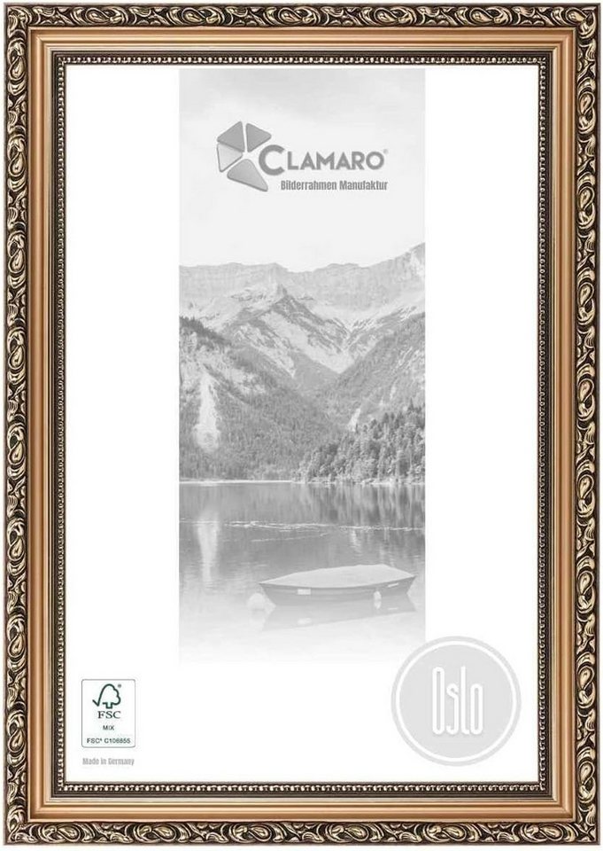 Clamaro Bilderrahmen, Bilderrahmen Antik Massivholz 'OSLO' Bronze CLAMARO von Clamaro