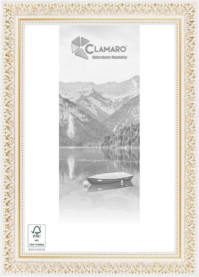 Clamaro Bilderrahmen, Bilderrahmen 'Friedrich' CLAMARO Antik Massivholz Weiss Gold Clamaro Bilderrahmen, Bilderrahmen 'Friedrich' CLAMARO Antik Massivholz Weiss Gold von Clamaro