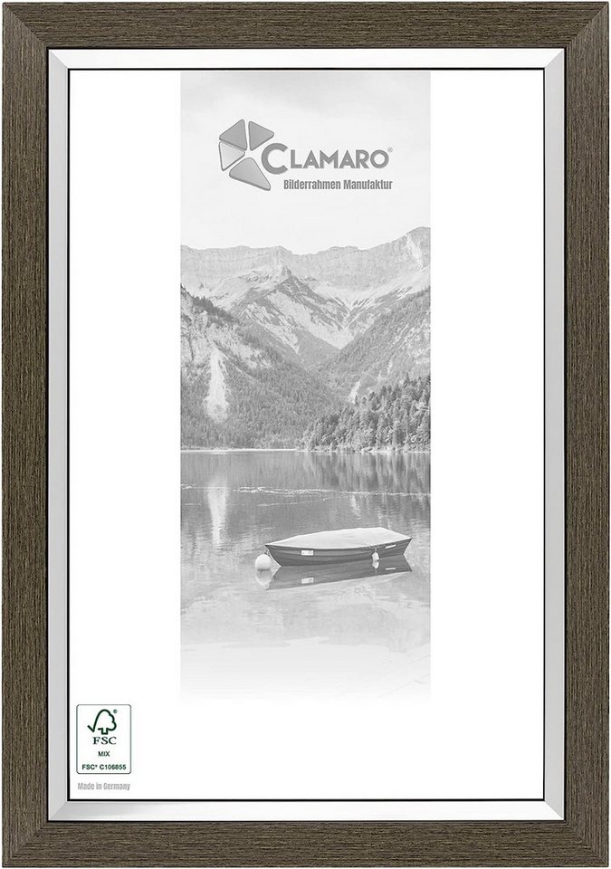 Clamaro Bilderrahmen, Bilderrahmen 'JUSTUS' CLAMARO Massivholz Schwarz Beige Silber von Clamaro