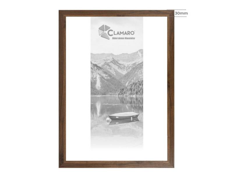 Clamaro Bilderrahmen, Bilderrahmen Nussbaum CLAMARO Collage nach Maß Holz Modern 30mm von Clamaro