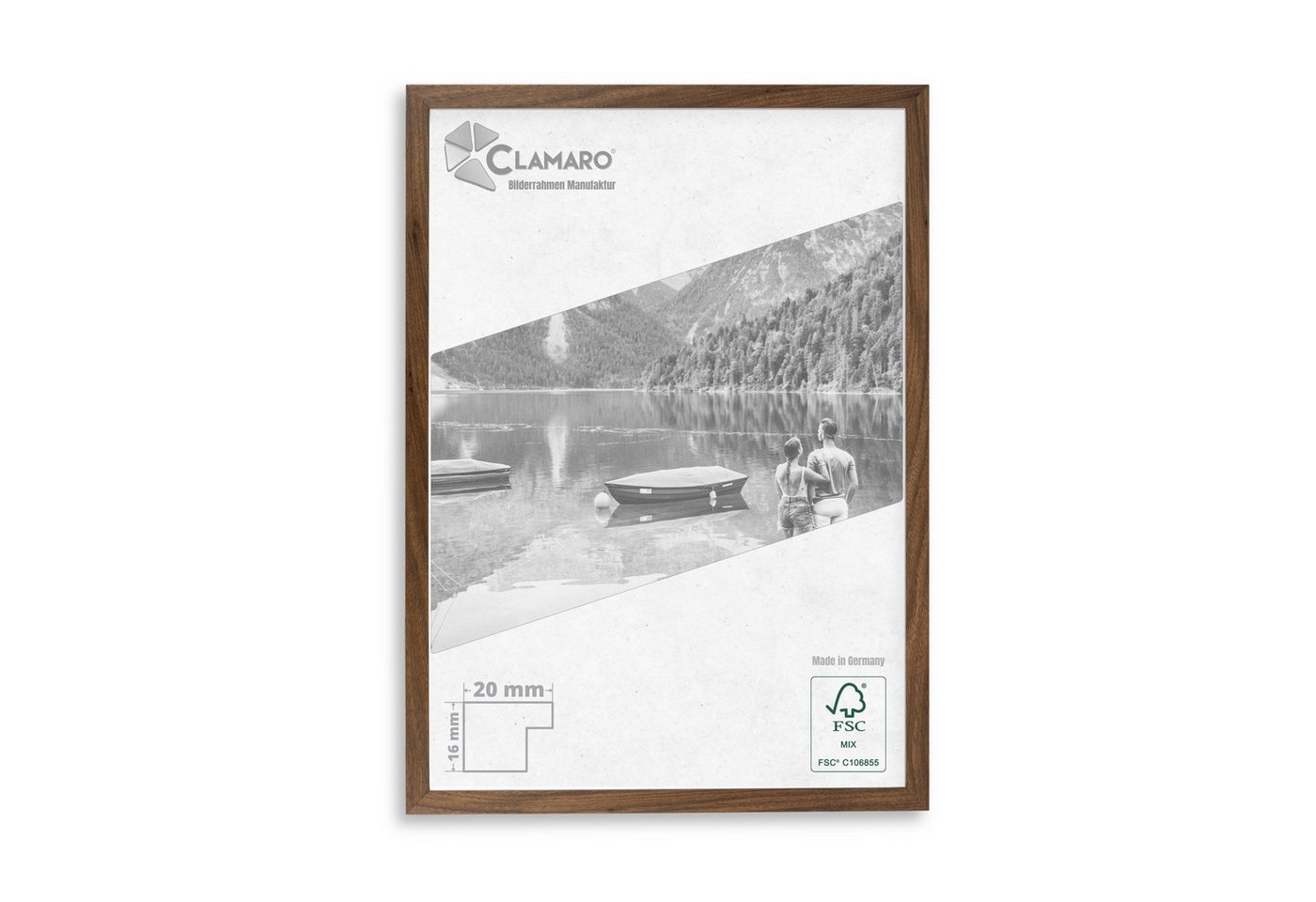 Clamaro Bilderrahmen, Bilderrahmen Nussbaum nach Maß Holz M20 CLAMARO von Clamaro