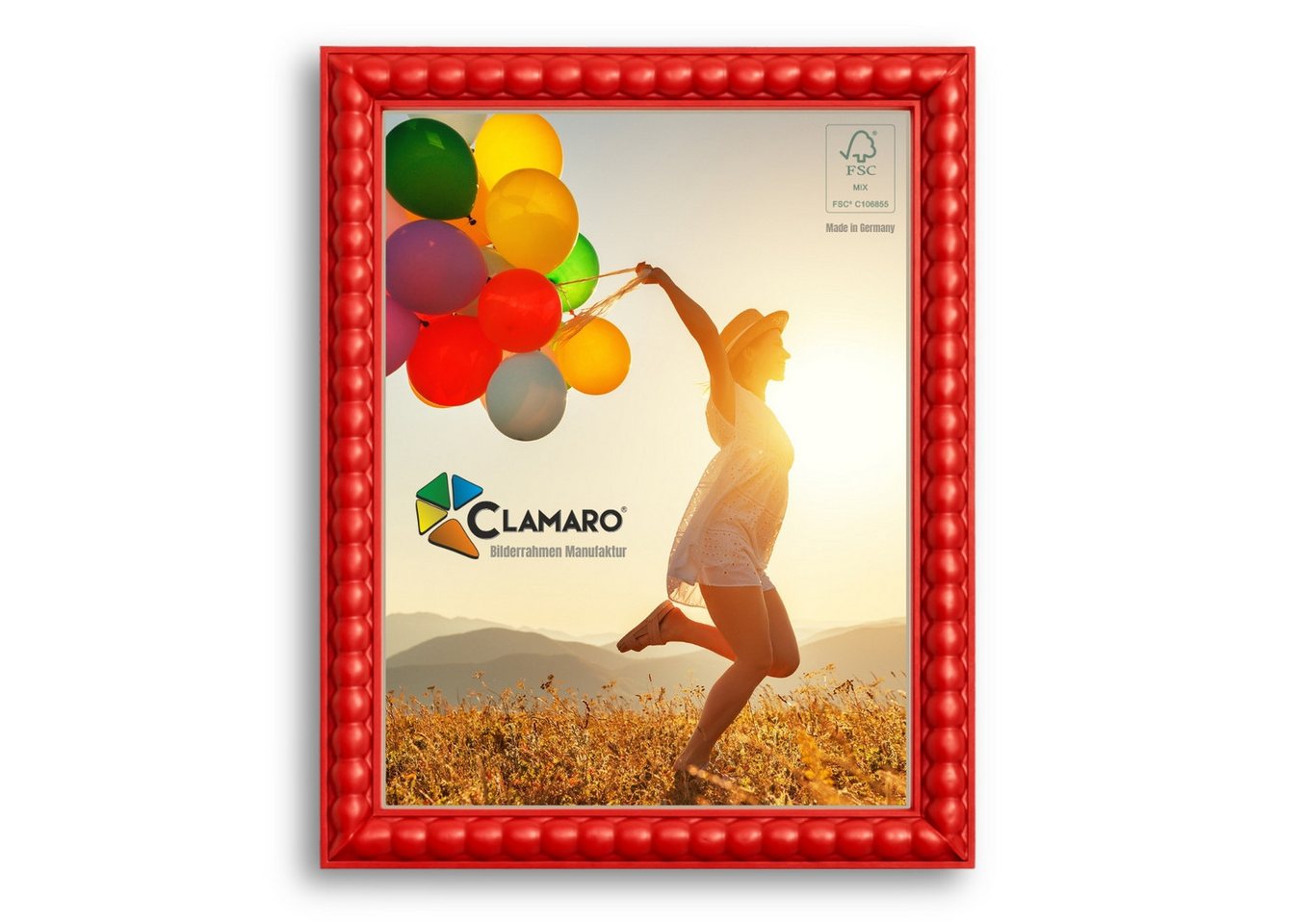 Clamaro Bilderrahmen, Bilderrahmen Rot Bubble nach Maß CLAMARO Holz 20mm von Clamaro