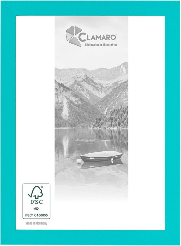 Clamaro Bilderrahmen, Bilderrahmen Türkis 30mm CLAMARO nach Maß Holz Collage30 von Clamaro