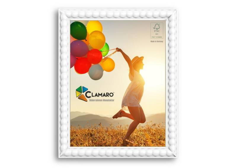 Clamaro Bilderrahmen, Bilderrahmen Weiss Bubble nach Maß CLAMARO Holz 20mm von Clamaro