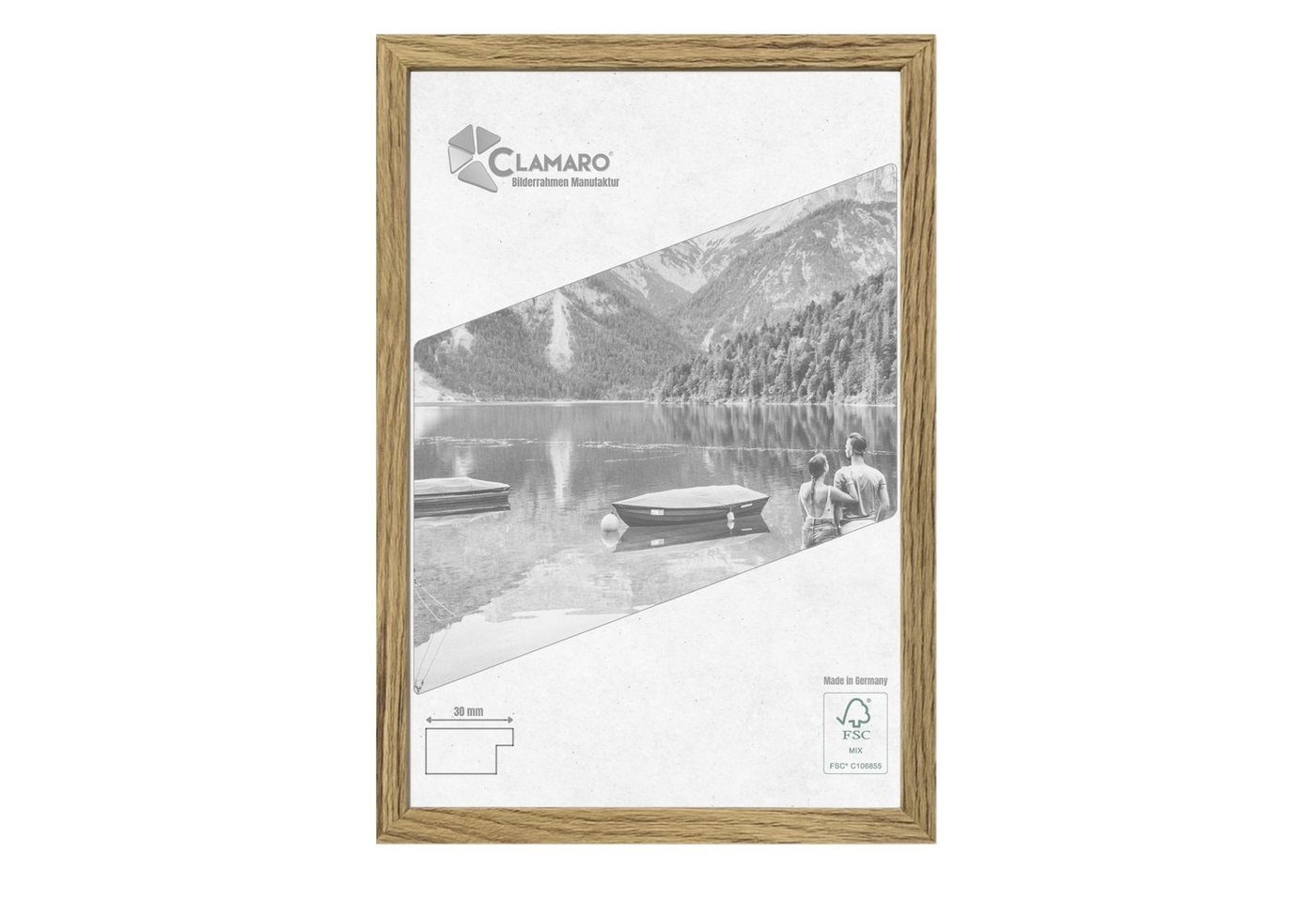 Clamaro Bilderrahmen, Bilderrahmen Wildeiche 30mm CLAMARO Collage nach Maß Holz Modern von Clamaro
