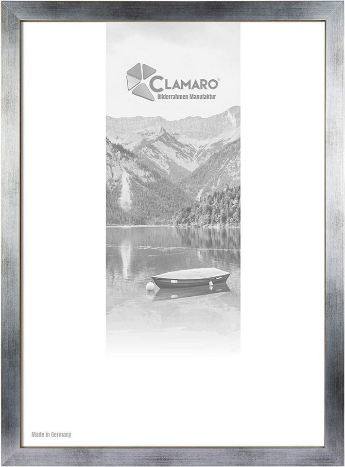 Clamaro Bilderrahmen Bilderrahmen Silber Gebürstet CLAMARO Collage nach Maß FSC® Holz Modern eckig M3016 20x26 in Silber Gebürstet von Clamaro