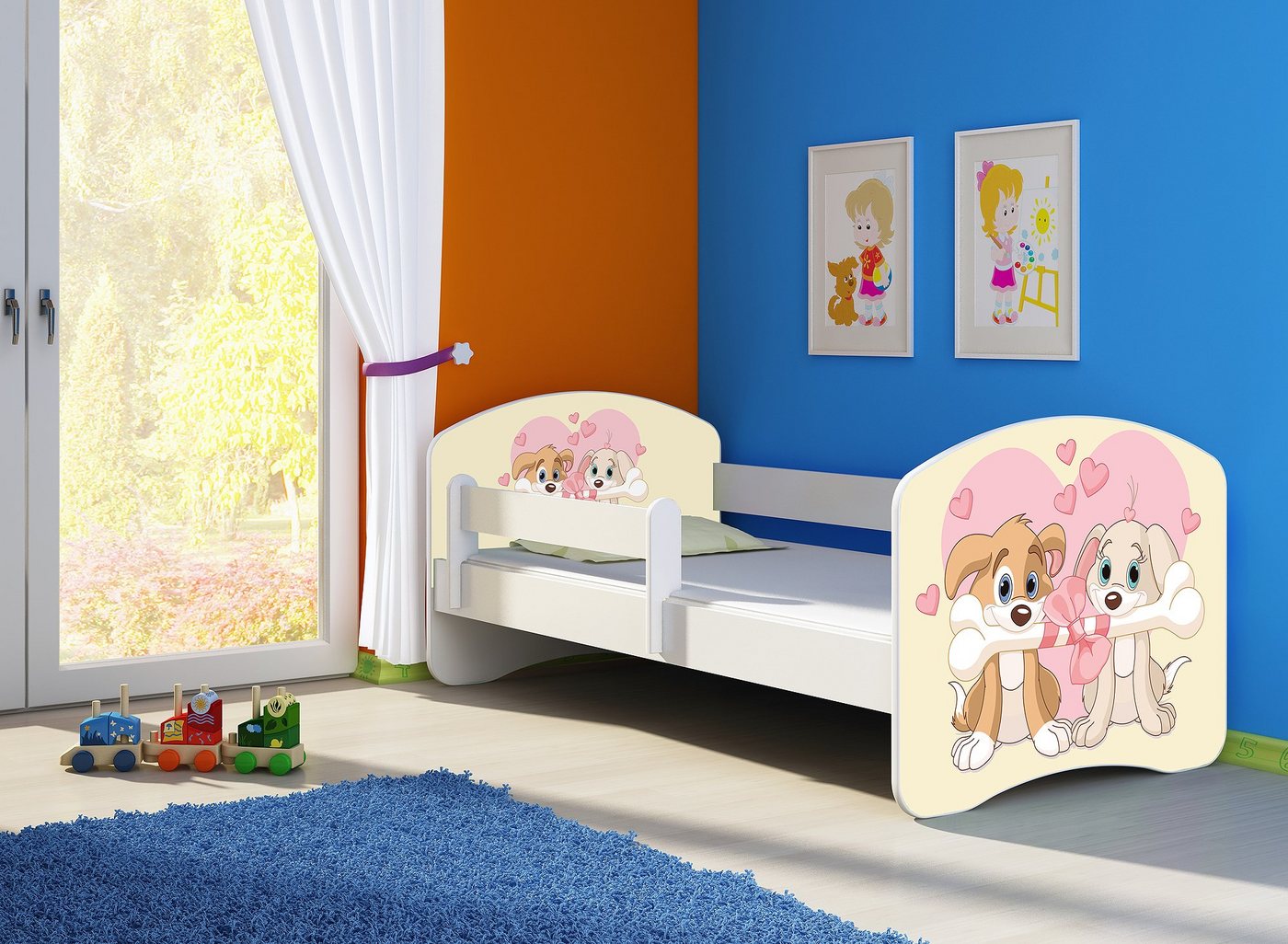 Clamaro Kinderbett (Kinderbett, Babybett 70x140, 80x160, 80x180cm Juniorbett, Kind, Motiv, Schublade CLAMARO) von Clamaro