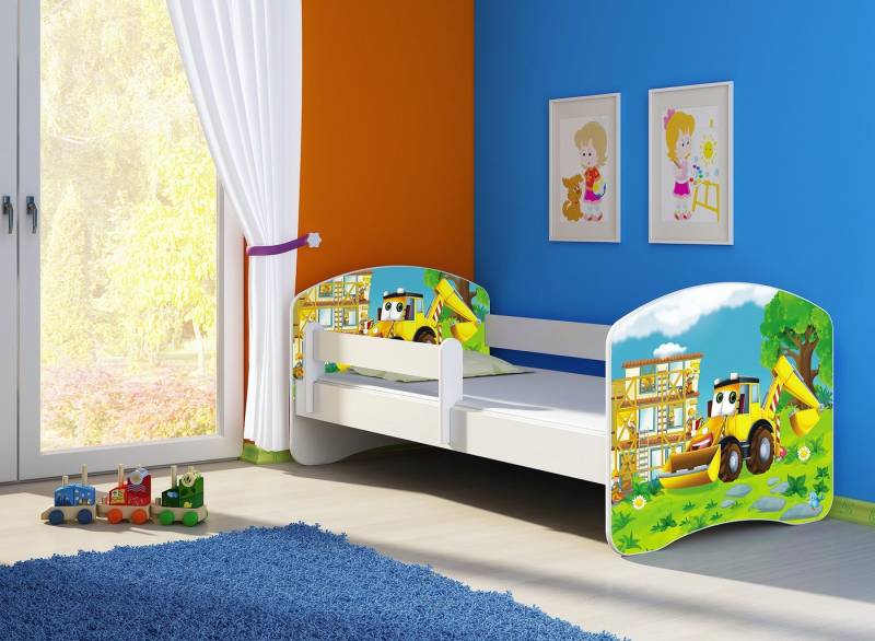 Clamaro Kinderbett (Kinderbett, Babybett 70x140, 80x160, 80x180cm Juniorbett, Kind, Motiv, Schublade CLAMARO) von Clamaro