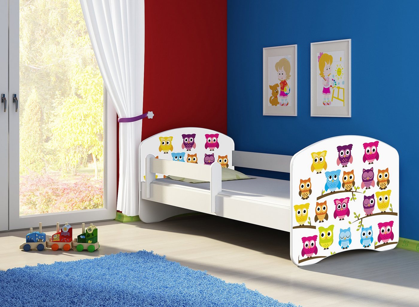 Clamaro Kinderbett (Kinderbett, Babybett 70x140, 80x160, 80x180cm Juniorbett, Kind, Motiv, Schublade CLAMARO) von Clamaro