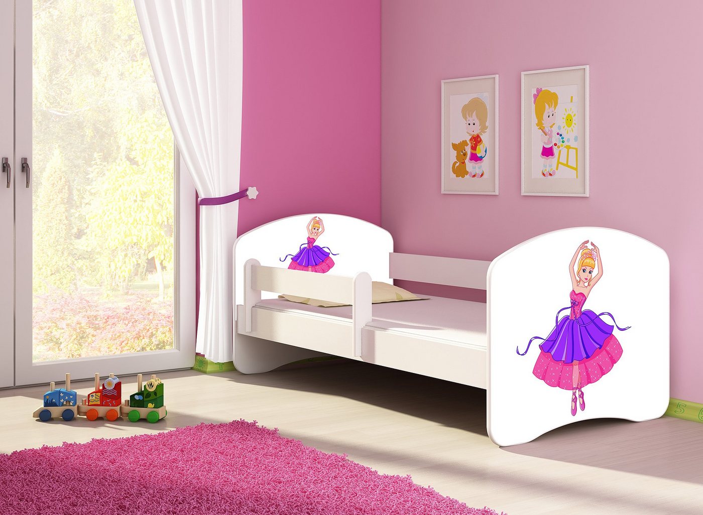 Clamaro Kinderbett (Kinderbett, Babybett 70x140, 80x160, 80x180cm Juniorbett, Kind, Motiv, Schublade CLAMARO) von Clamaro