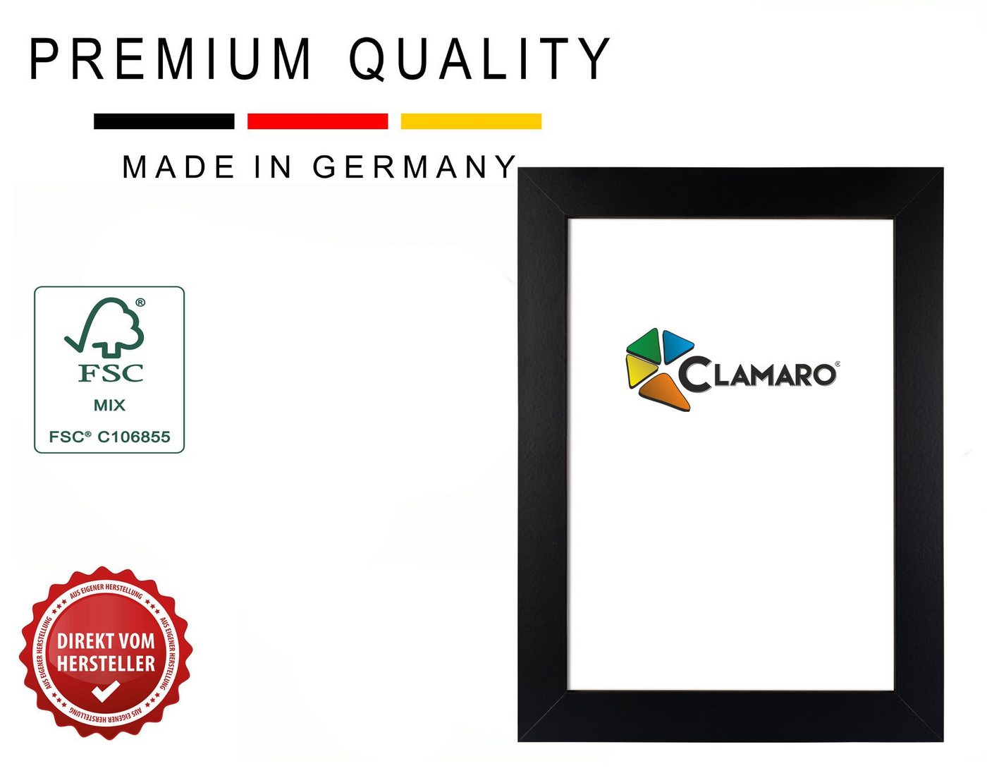 Clamaro Rahmen, Bilderrahmen CLAMARO 'Collage' DIN FSC® Holz MDF Rahmen inkl. Acrylglas, Rückwand und Aufhänger von Clamaro