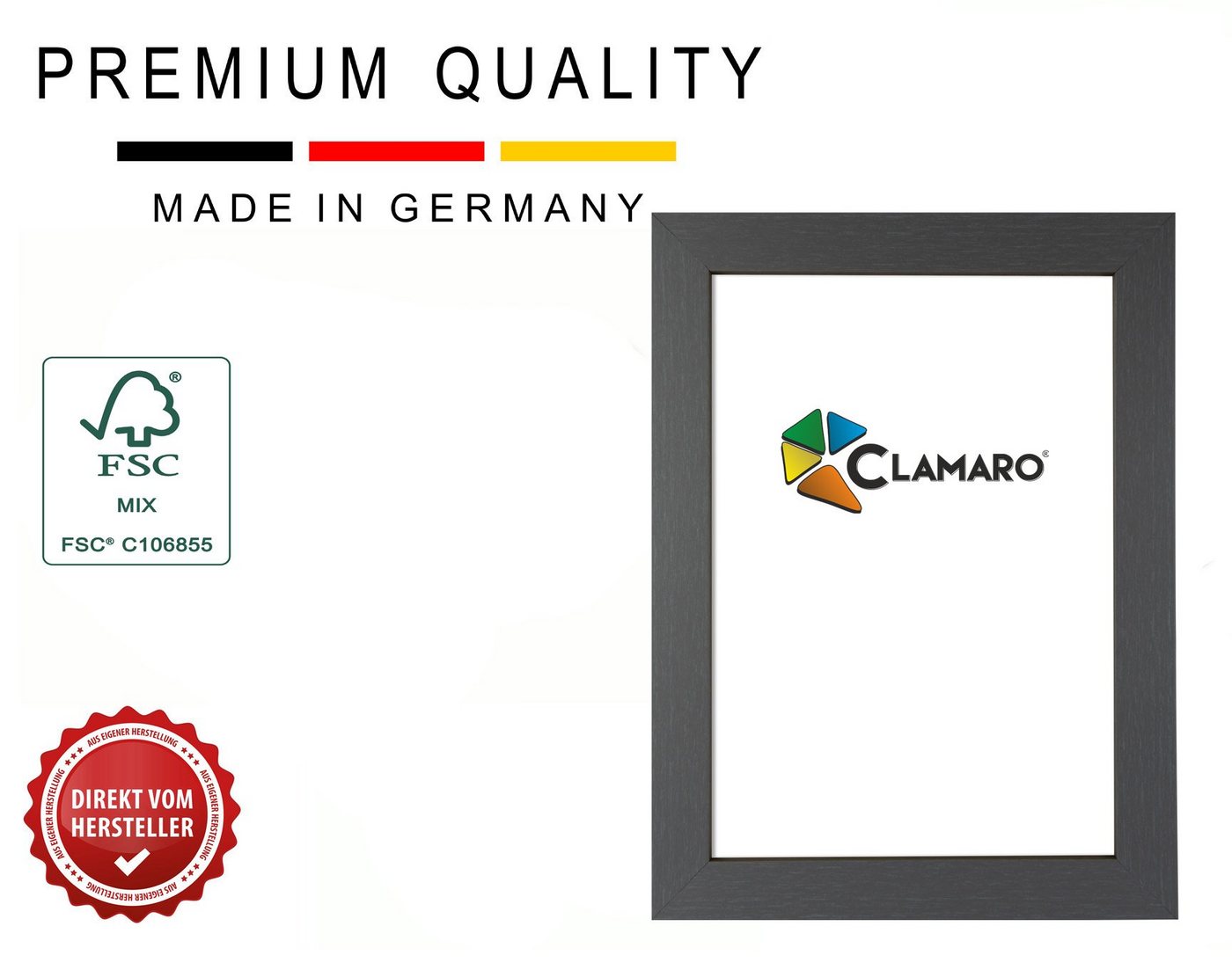 Clamaro Rahmen, Bilderrahmen CLAMARO 'Collage' DIN FSC® Holz MDF Rahmen inkl. Acrylglas, Rückwand und Aufhänger von Clamaro