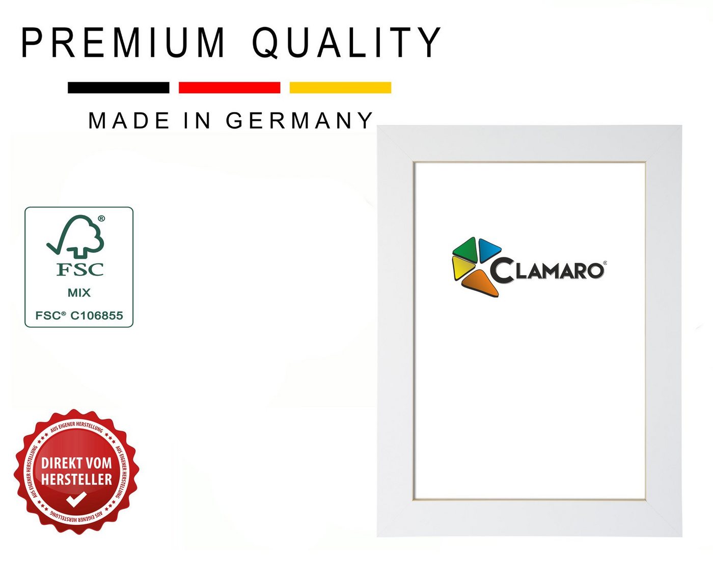 Clamaro Rahmen, Bilderrahmen CLAMARO 'Collage' DIN FSC® Holz MDF Rahmen inkl. Acrylglas, Rückwand und Aufhänger von Clamaro
