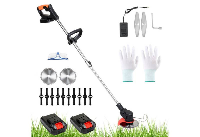 Clanmacy Akku-Rasentrimmer Rasentrimmer Freischneider inkl.2x Akku Mit Ladegerät Trimmer Set von Clanmacy