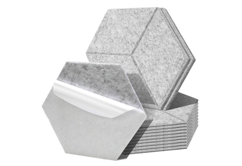 Clanmacy Akustikplatte 12 stuks Akustikplatten Hexagonal Selbstklebend Akustikplatte Hellgrau, (12-St) von Clanmacy