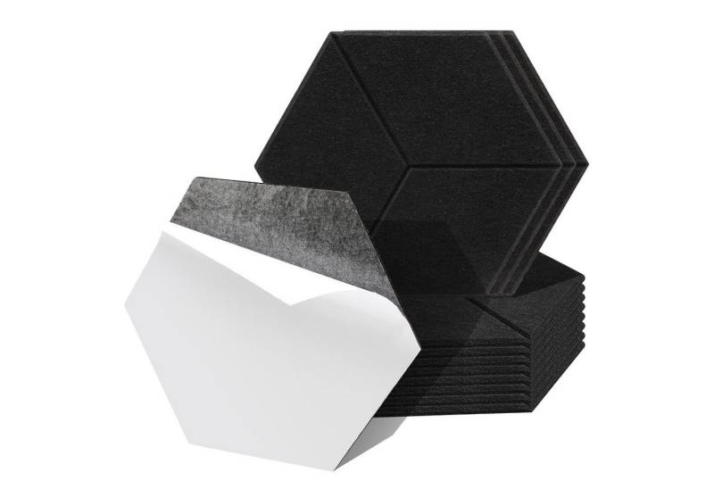 Clanmacy Akustikplatte 12 stuks Akustikplatten Hexagonal Selbstklebend Akustikplatte Schwarz, (12-St) von Clanmacy