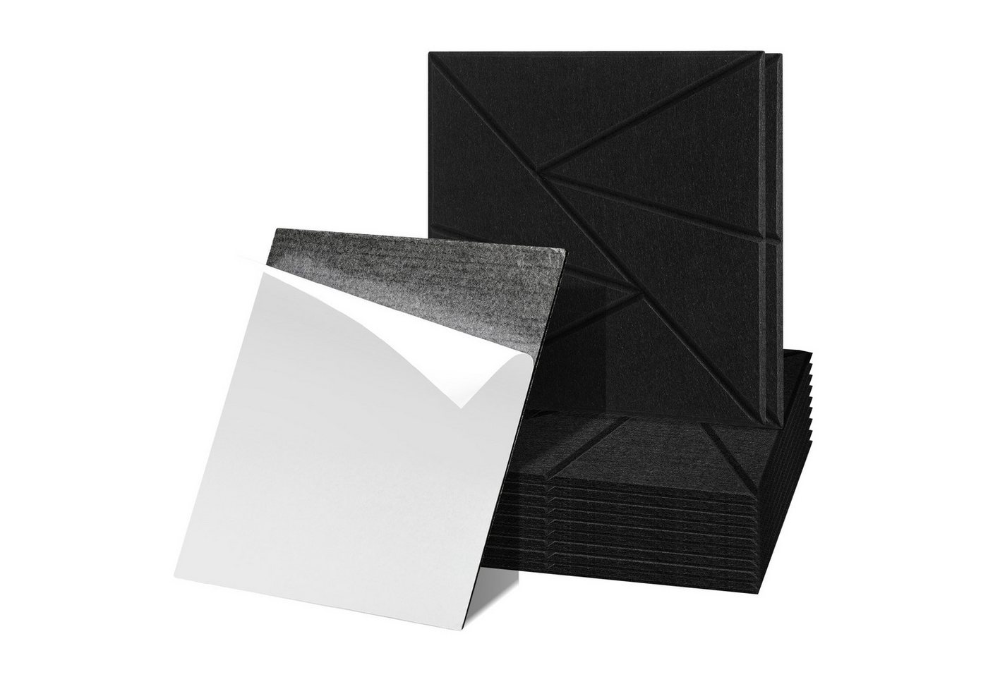 Clanmacy Akustikplatte 12 stuks Akustikplatten Quadratisch Dreieck Selbstklebend Schwarz, (12-St) von Clanmacy