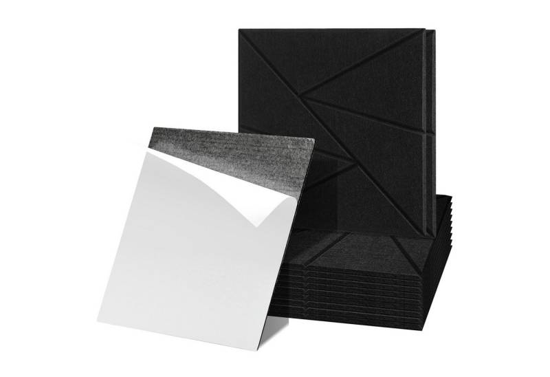 Clanmacy Akustikplatte 12 stuks Akustikplatten Quadratisch Dreieck Selbstklebend Schwarz, (12-St) von Clanmacy