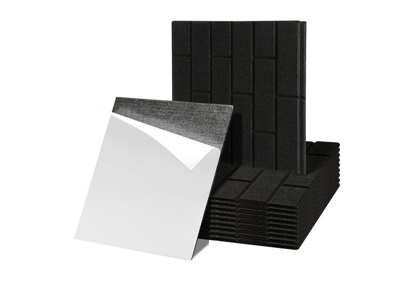 Clanmacy Akustikplatte 12 stuks Akustikplatten Quadratisch Kacheln Selbstklebend Schwarz, (12-St) von Clanmacy