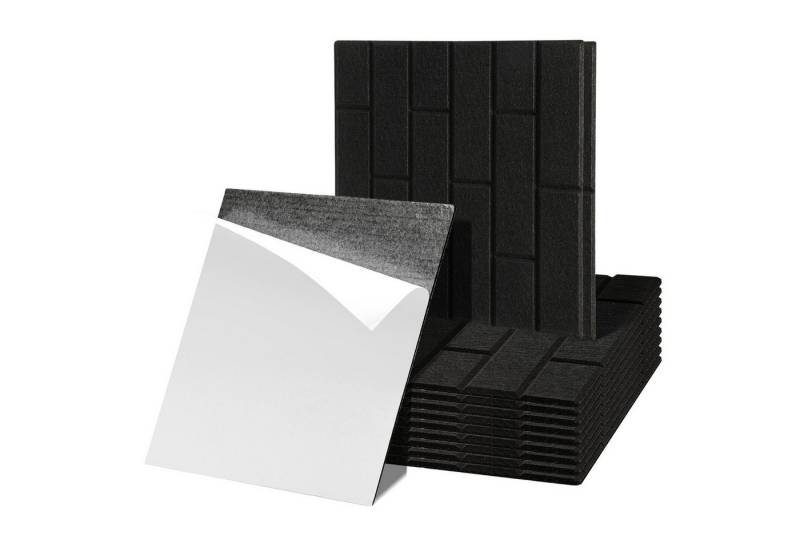 Clanmacy Akustikplatte 12 stuks Akustikplatten Quadratisch Kacheln Selbstklebend Schwarz, (12-St) von Clanmacy