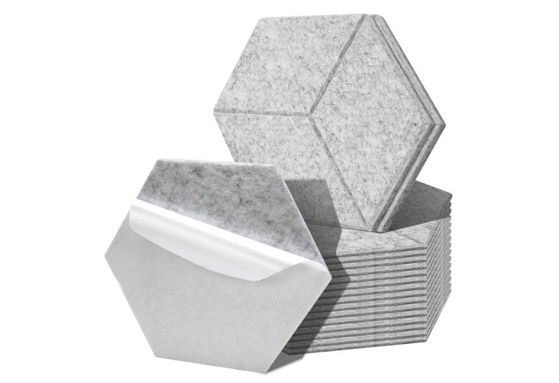 Clanmacy Akustikplatte 18 stuks Akustikplatten Hexagonal Selbstklebend Akustikplatte Hellgrau, (18-St) von Clanmacy
