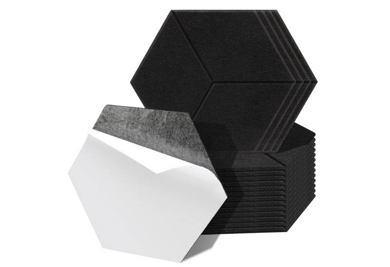 Clanmacy Akustikplatte 18 stuks Akustikplatten Hexagonal Selbstklebend Akustikplatte Schwarz, (18-St) von Clanmacy