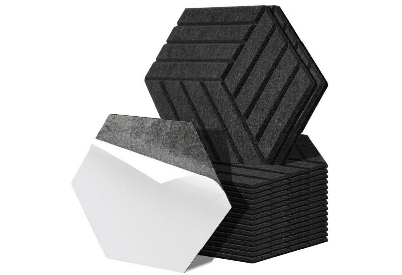 Clanmacy Akustikplatte 18 stuks Akustikplatten Hexagonal gestreift Selbstklebend Schwarz, (18-St) von Clanmacy