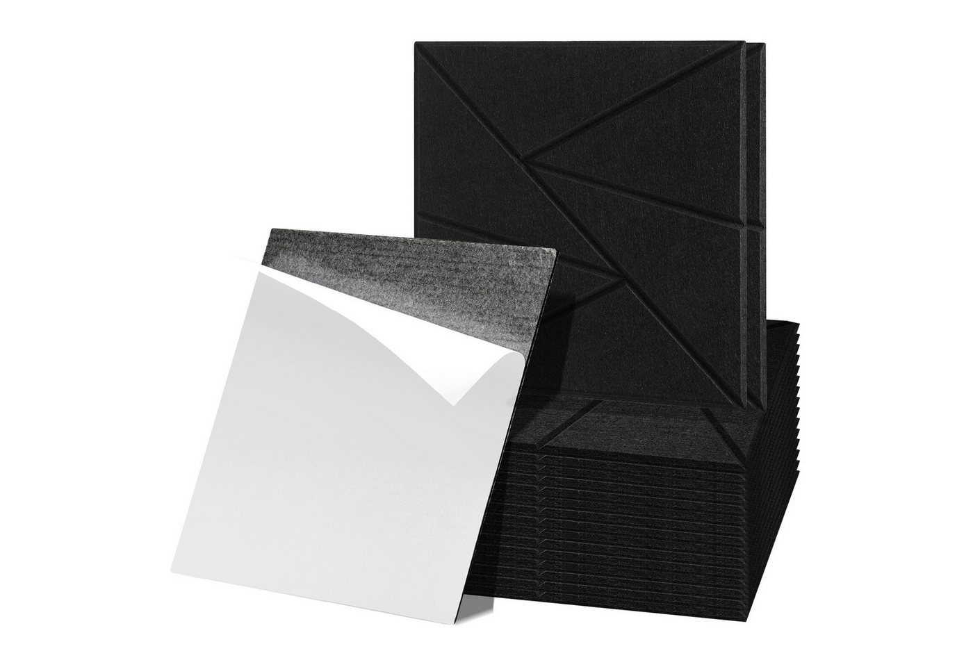 Clanmacy Akustikplatte 18 stuks Akustikplatten Quadratisch Dreieck Selbstklebend Schwarz, (18-St) von Clanmacy