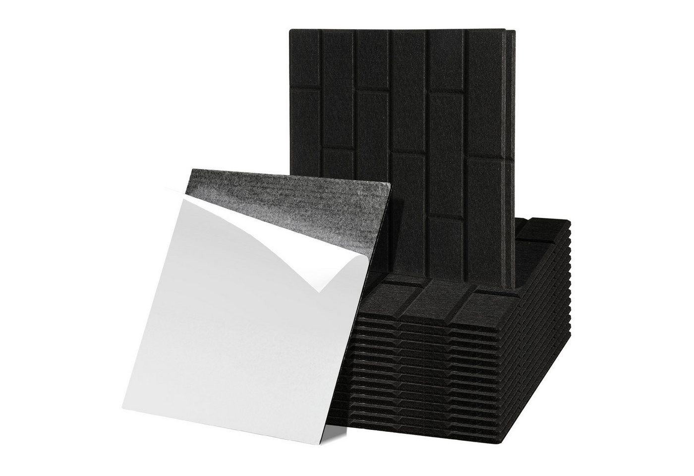 Clanmacy Akustikplatte 18 stuks Akustikplatten Quadratisch Kacheln Selbstklebend Schwarz, (18-St) von Clanmacy