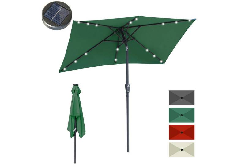 Clanmacy Ampelschirm 210 x 140 cm Aluminum Sonnenschirm Rechteckig Marktschirm mit LED Grün von Clanmacy