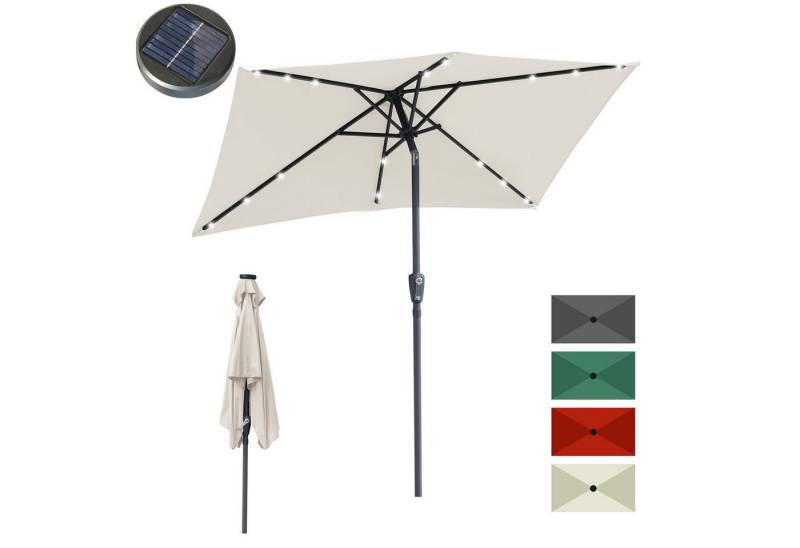 Clanmacy Ampelschirm 210 x 140cm Aluminum Sonnenschirm Rechteckig Marktschirm mit LED Beige von Clanmacy
