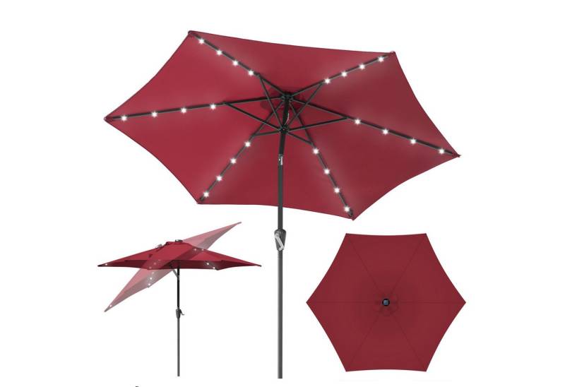 Clanmacy Ampelschirm Sonnenschirm 2.7m Balkonschirm Rund mit UV40+,Höhenverstellbar,Rot von Clanmacy