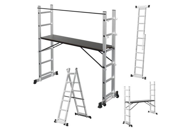 Clanmacy Arbeitsgerüst Arbeitsgerüst 4in1 Leitergerüst, Mehrzweckleiter Aluminium von Clanmacy